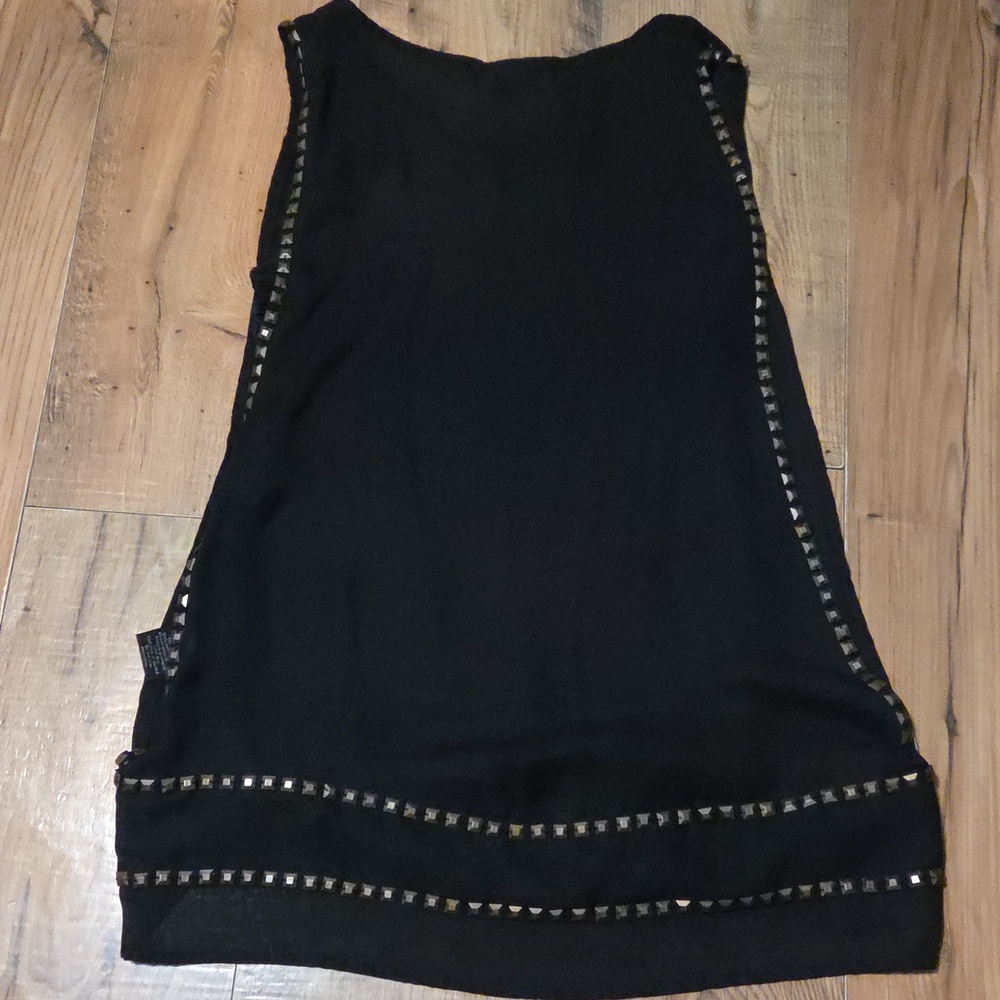 Black Stud-Trim Sleeveless Women's Top - Picture 2 of 7